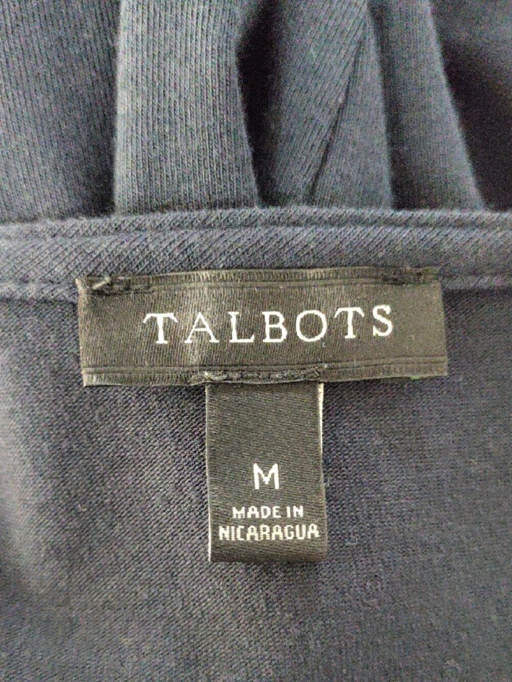 H137 Talbots Navy Long-Sleeve Ruffle Accent Top - Picture 10 of 11